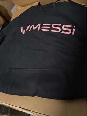 Messi Men's Black Messi Hoodie Pink Logo Size Medium NWT